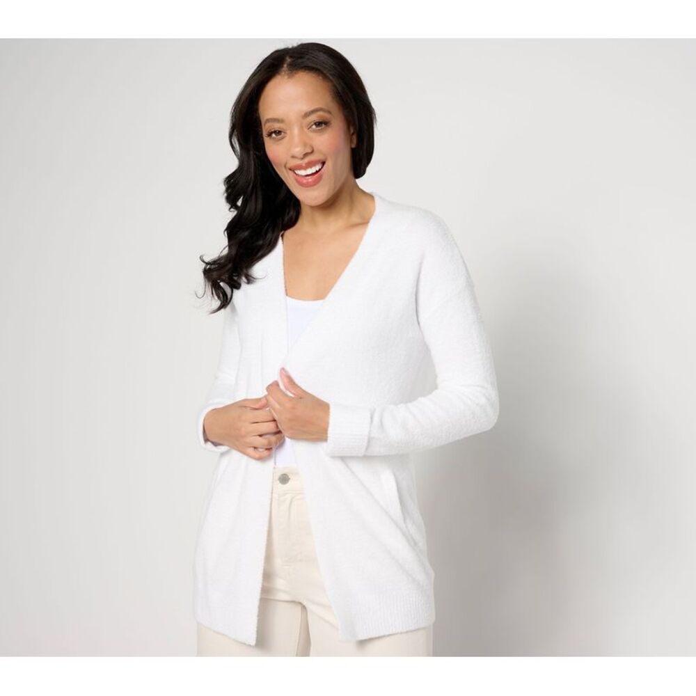 Barefoot Dreams Women's Top Plus Sz Sweater 2X CozyChic Lite Ribbed White